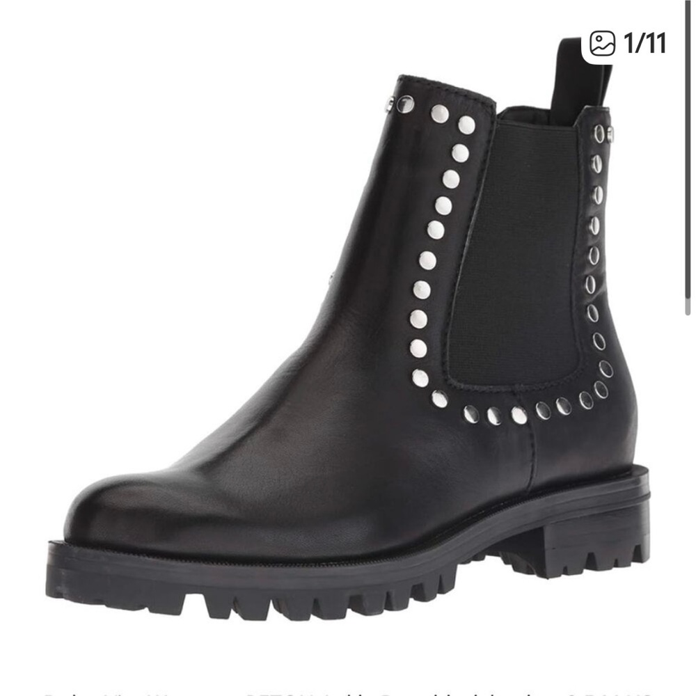DOLCE VITA Studded Black Leather Ankle Booties